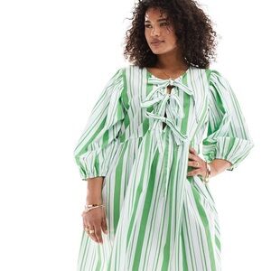 ASOS Design Green and White Striped Dress